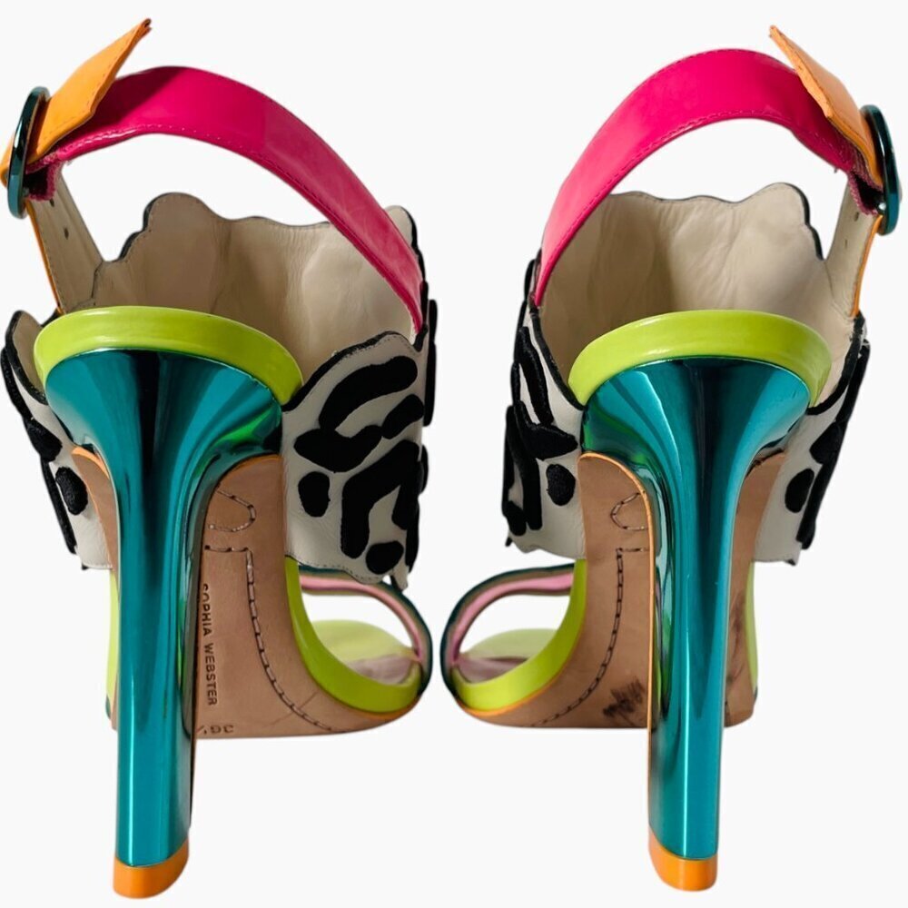 Sophia Webster Dionne Multicolor Leopard Print Heels Sandals - Picture 10 of 13